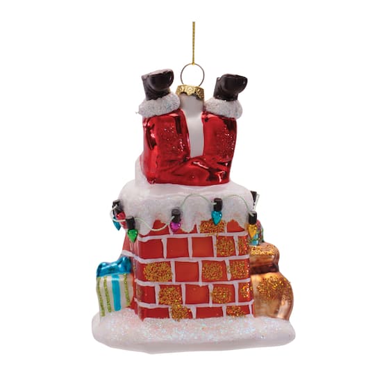 Melrose 5" Santa in Chimney Glass Ornaments, 6ct.